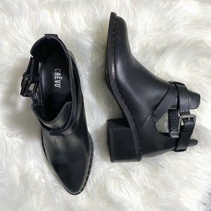 NWOT Black Strappy Chopout Ankle Boots